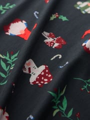 Navy Graphic Long Sleeve Novelty Christmas Swing Dress - Image 5 of 5