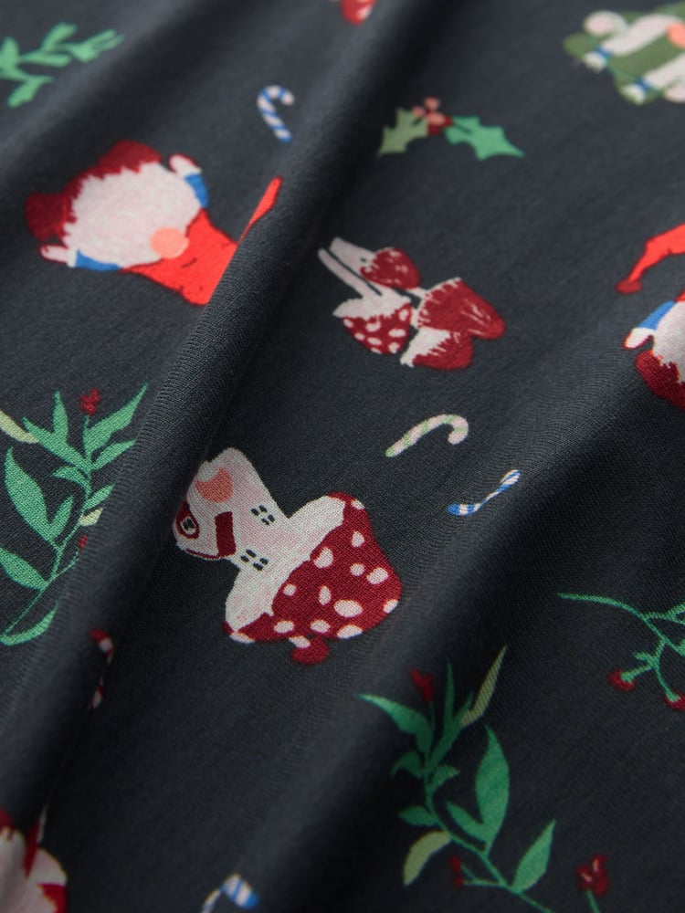 Navy Graphic Long Sleeve Novelty Christmas Swing Dress - Image 5 of 5