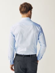 Light Blue Slim Fit Single Cuff Textured Cotton Shirt - Image 2 of 7