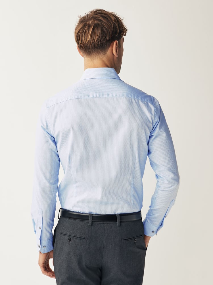 Light Blue Slim Fit Single Cuff Textured Cotton Shirt - Image 2 of 7