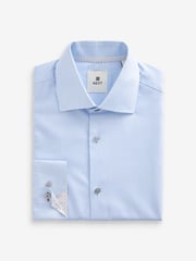 Light Blue Slim Fit Single Cuff Textured Cotton Shirt - Image 6 of 7