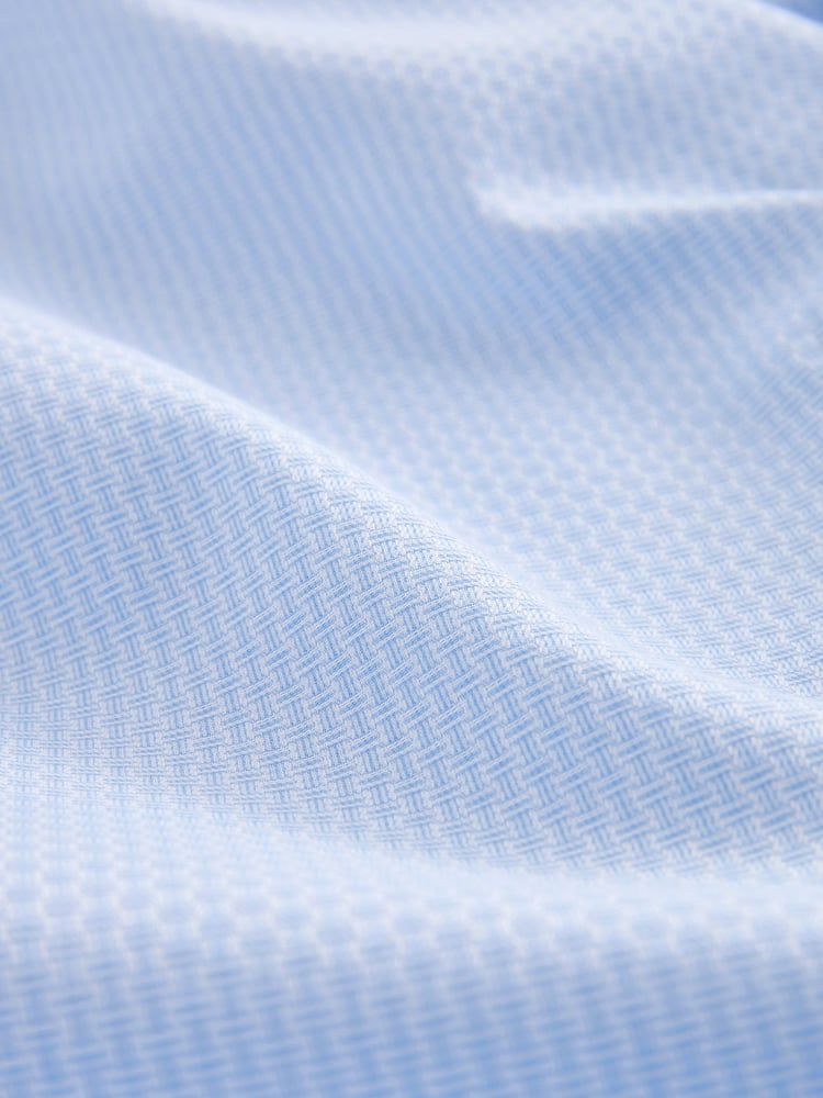 Light Blue Slim Fit Single Cuff Textured Cotton Shirt - Image 7 of 7