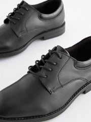 Black School Leather Plain Front  Lace-Up Shoes - Image 6 of 9
