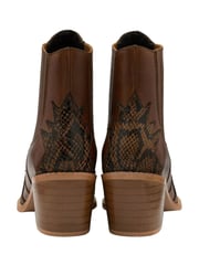 Ravel Brown Leather Block Heel Western Ankle Boots - Image 3 of 4