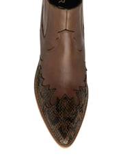 Ravel Brown Leather Block Heel Western Ankle Boots - Image 4 of 4
