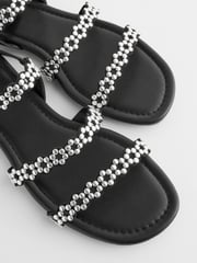 Black Regular/Wide Fit Forever Comfort® Studded Detail Sandals - Image 8 of 10