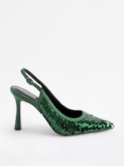 Green Forever Comfort Sequin Point Toe Slingback Heels - Image 2 of 5