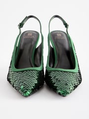 Green Forever Comfort Sequin Point Toe Slingback Heels - Image 3 of 5