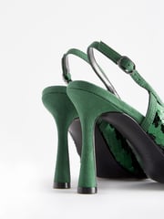 Green Forever Comfort Sequin Point Toe Slingback Heels - Image 5 of 5