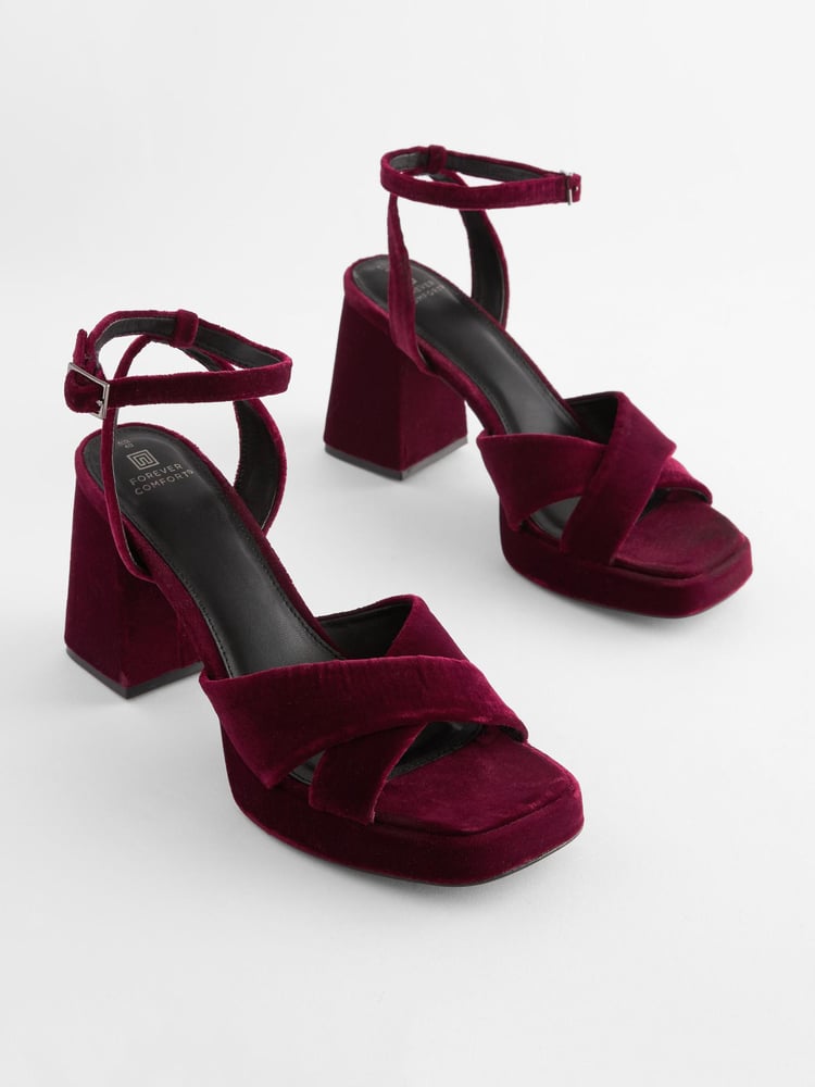 Berry Red Forever Comfort® Flare Platform Sandals - Image 1 of 5
