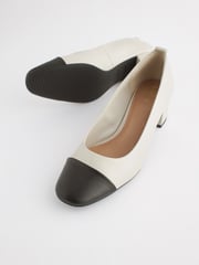 Bone/Black Toe Cap Regular/Wide Fit Forever Comfort® Leather Low Block Heel Shoes - Image 3 of 8