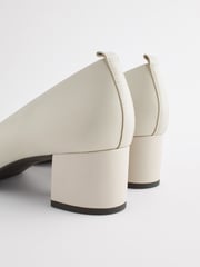Bone/Black Toe Cap Regular/Wide Fit Forever Comfort® Leather Low Block Heel Shoes - Image 5 of 8