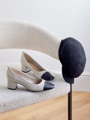Bone/Black Toe Cap Regular/Wide Fit Forever Comfort® Leather Low Block Heel Shoes - Image 7 of 8