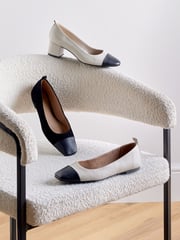 Bone/Black Toe Cap Regular/Wide Fit Forever Comfort® Leather Low Block Heel Shoes - Image 8 of 8