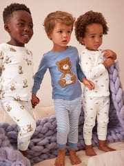 Light Blue Bear 3 Pack Snuggle Pyjamas (9mths-6yrs) - Image 1 of 11