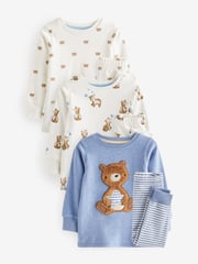 Light Blue Bear 3 Pack Snuggle Pyjamas (9mths-6yrs) - Image 4 of 11