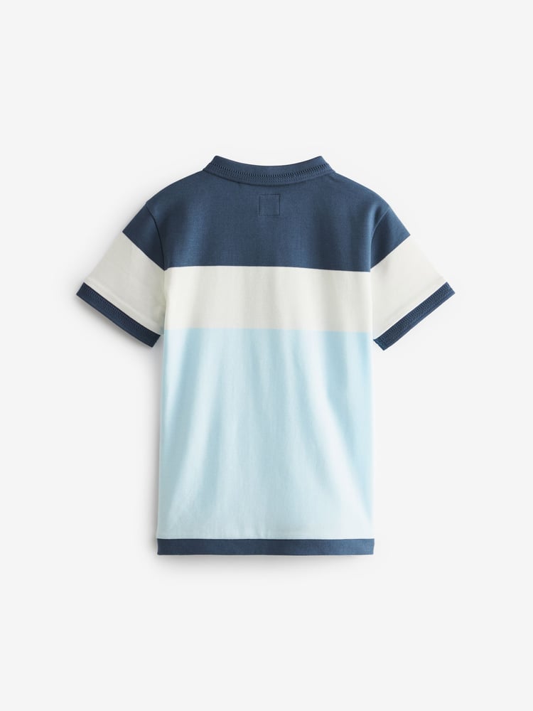 Blue/White Colourblock Short Sleeve Polo Shirt (3-16yrs) - Image 2 of 3