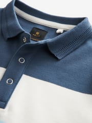 Blue/White Colourblock Short Sleeve Polo Shirt (3-16yrs) - Image 3 of 3