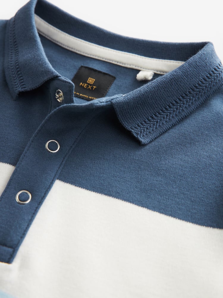 Blue/White Colourblock Short Sleeve Polo Shirt (3-16yrs) - Image 3 of 3