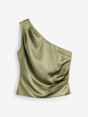 Green Satin One Shoulder Top - Image 5 of 6