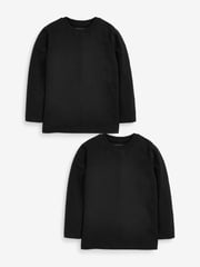 Black 2 Pack Long Sleeve T-Shirts (3-16yrs) - Image 1 of 5