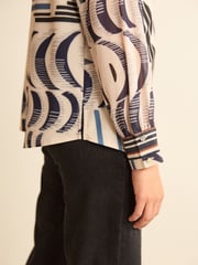 Ecru Cream Geo Check Zip Front Utility Pocket Blouse - Image 5 of 5