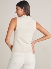Ecru Cream Gem Knitted High Neck Tank Vest - Image 3 of 6