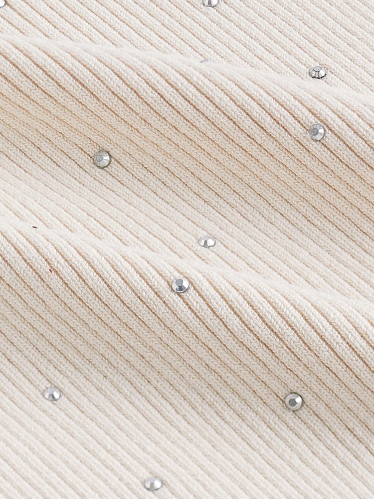 Ecru Cream Gem Knitted High Neck Tank Vest - Image 6 of 6