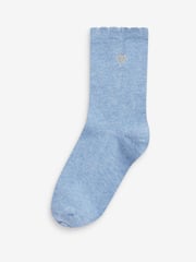 Multi 7 Pack Cotton Rich Heart Embroidered Ankle Socks - Image 5 of 9