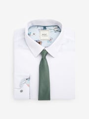 White/Sage Green Slim Fit Occasion Shirt And Tie Pack - Image 7 of 8