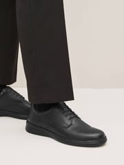 Black Wide Fit Leather Derby Shoes - Image 1 of 6