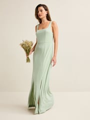 Sage Green Square Neck Bridesmaid Maxi Dress - Image 1 of 7