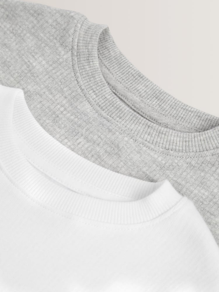Grey/White Long Sleeve Thermal Tops 2 Pack (2-16yrs) - Image 5 of 5
