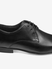 Black Standard Fit Leather Plain Derby Shoes - Image 3 of 6