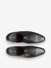 Black Standard Fit Leather Plain Derby Shoes - Image 4 of 6