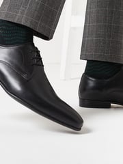 Black Standard Fit Leather Plain Derby Shoes - Image 6 of 6