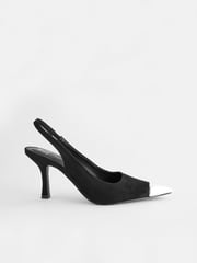 Black Forever Comfort® Metallic Toe Slingback Heels - Image 5 of 9