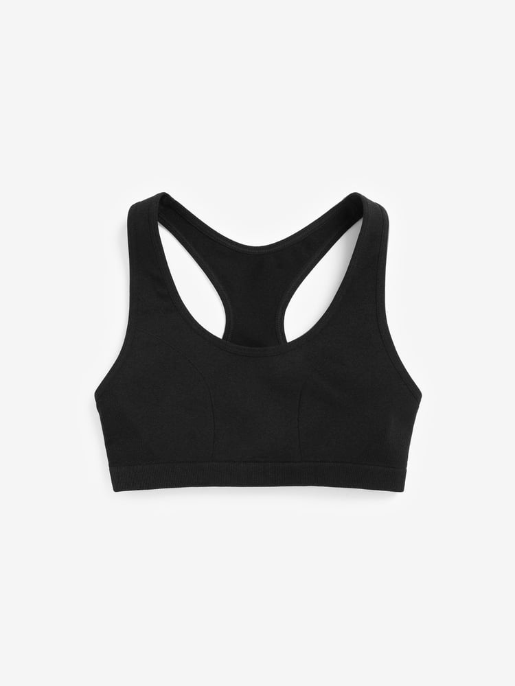 Black/Grey 2 Pack Seamfree Racer Back Crop Top (7-16yrs) - Image 2 of 4