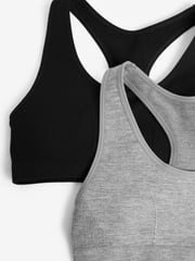 Black/Grey 2 Pack Seamfree Racer Back Crop Top (7-16yrs) - Image 4 of 4