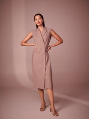 Mink Brown Mini Sleeveless Blazer Dress - Image 1 of 5