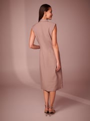 Mink Brown Mini Sleeveless Blazer Dress - Image 2 of 5