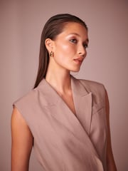 Mink Brown Mini Sleeveless Blazer Dress - Image 3 of 5