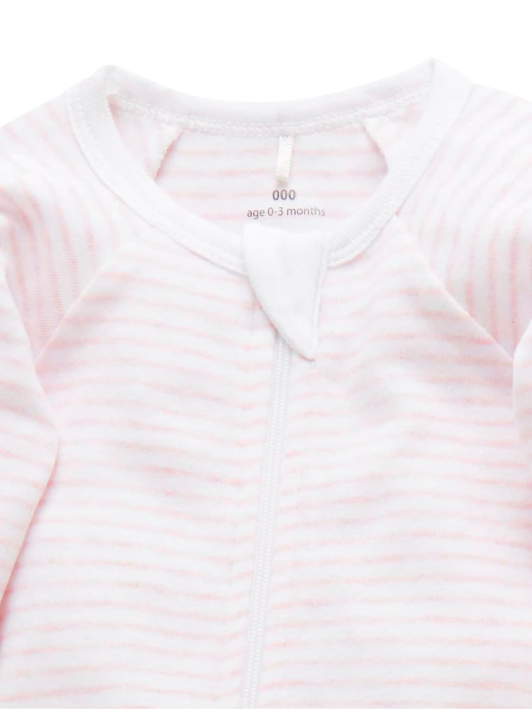 Purebaby Light Pink 100% Cotton Zip Baby Sleepsuits 2 Pack - Image 2 of 6