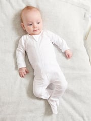 Purebaby Light Pink 100% Cotton Zip Baby Sleepsuits 2 Pack - Image 5 of 6