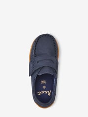 Navy Wide Fit (G) Leather Penny Loafers with Touch and Close Fastening - Image 3 of 7