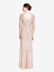 Adrianna Papell Natural 3/4 Sleeve Beaded Mermaid Gown - Image 2 of 4