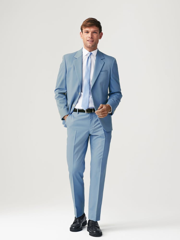 Light Blue Tailored Fit Motionflex Stretch Suit Trousers - Image 1 of 8 Light Blue Tailored Fit Motionflex Stretch Suit Trousers - Image 1 of 8