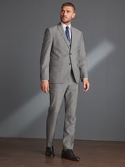 Light Grey Regular Fit Signature Tollegno Wool Suit: Trousers - Image 2 of 6