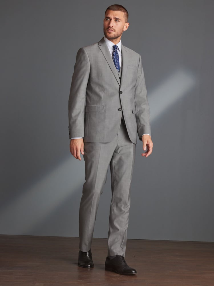 Light Grey Regular Fit Signature Tollegno Wool Suit: Trousers - Image 2 of 6