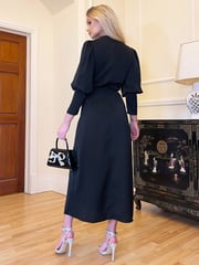 AX Paris High Knot Neck Wrap Midi Black Dress - Image 2 of 4